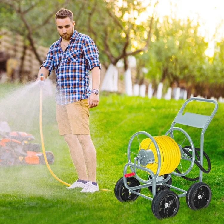 Durable Garden Hose Reel Cart - 46.0 - Store and Transport Hose Effortlessly