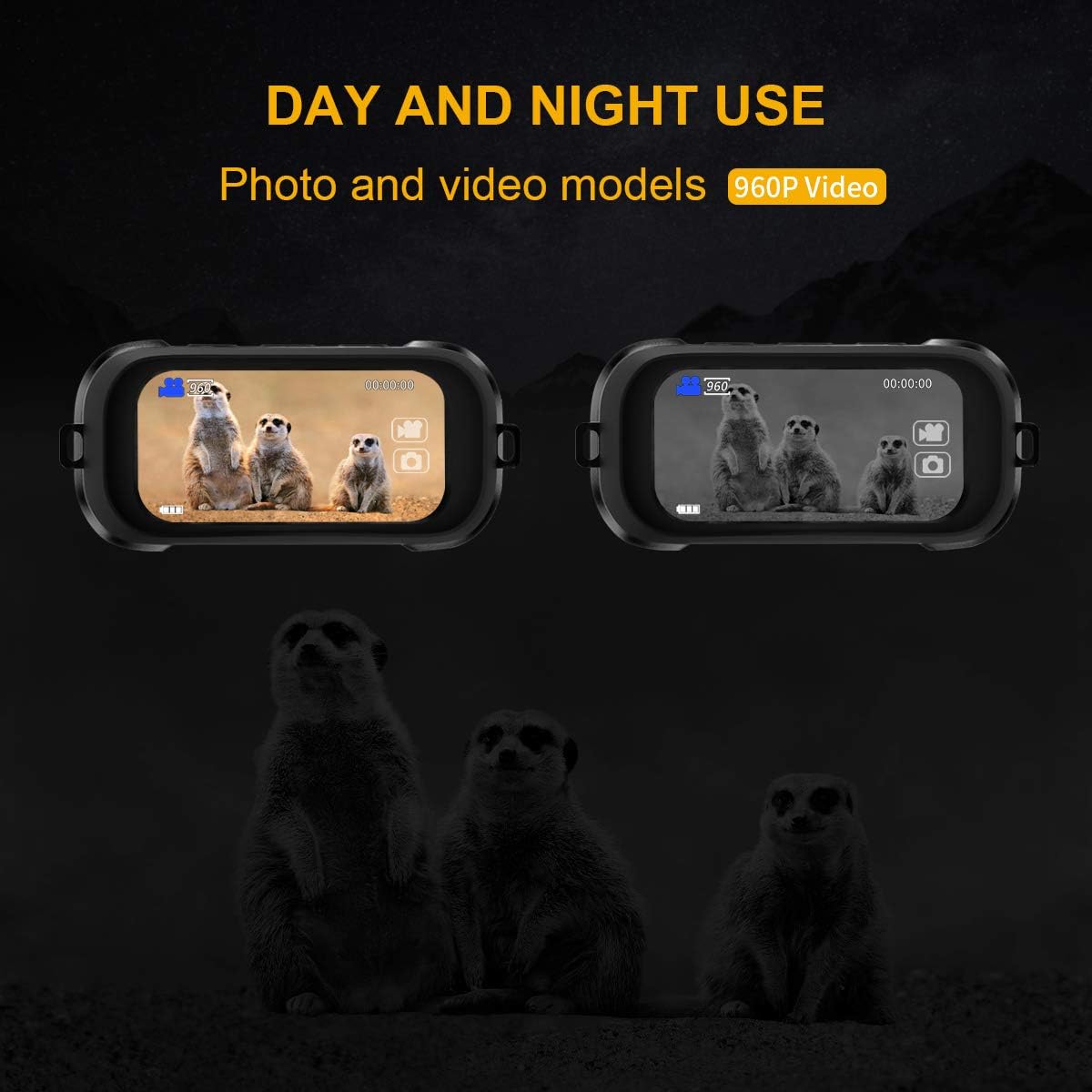 Night Vision Goggles, Night Vision Binoculars for Camping and Hunting, Digital Infrared can Take HD Image & 960p Video from 984ft Total Darkness, with 32G Memory Card and 6 AA Alkaline Batteries
