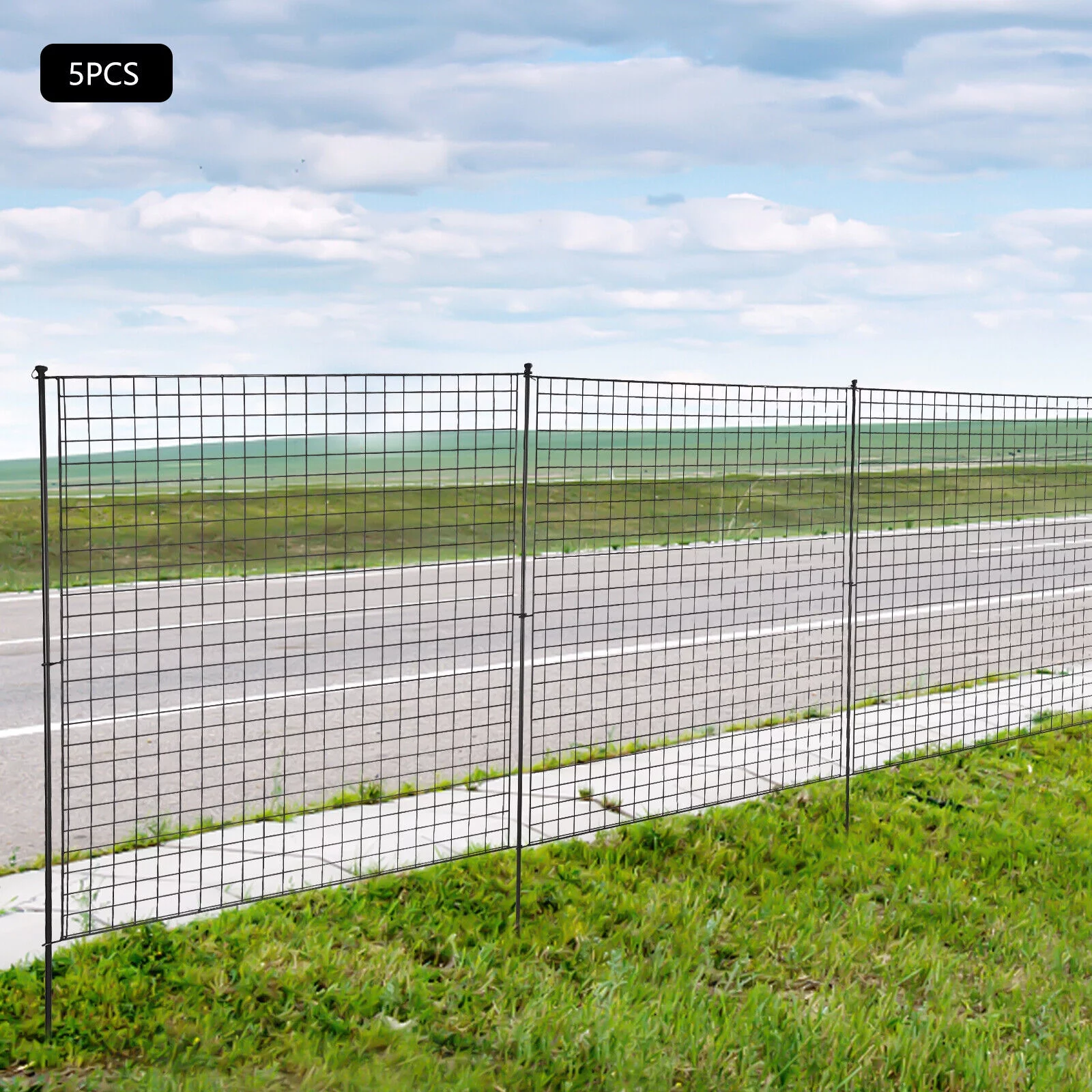 ZhdnBhnos Outdoor Metal No Dig Garden Fence Panels Yard Patio Fencing Border Animal Protective Barrier, 4 Panels + 1 Gate - Curated Treasures Market