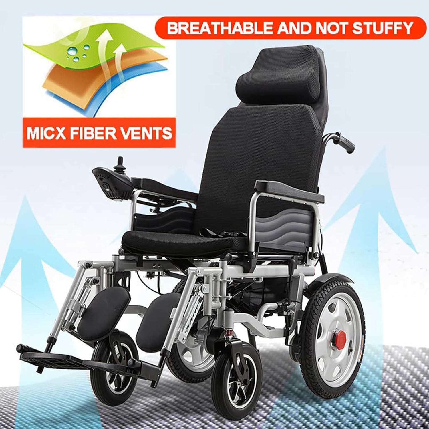 Electric Wheelchairs for Adults All Terrain Wheelchair Foldable Electric Wheelchair with 500W Dual Motor with 40A Lithium Battery,Adjustable Backrest and Pedal Angle 360° Joystick