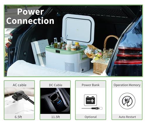 Megiu 12 Volt Car Refrigerator, Portable Freezer Compressor Cooler -18~+15℃ with 12V / 24V DC 110～240 Volt AC