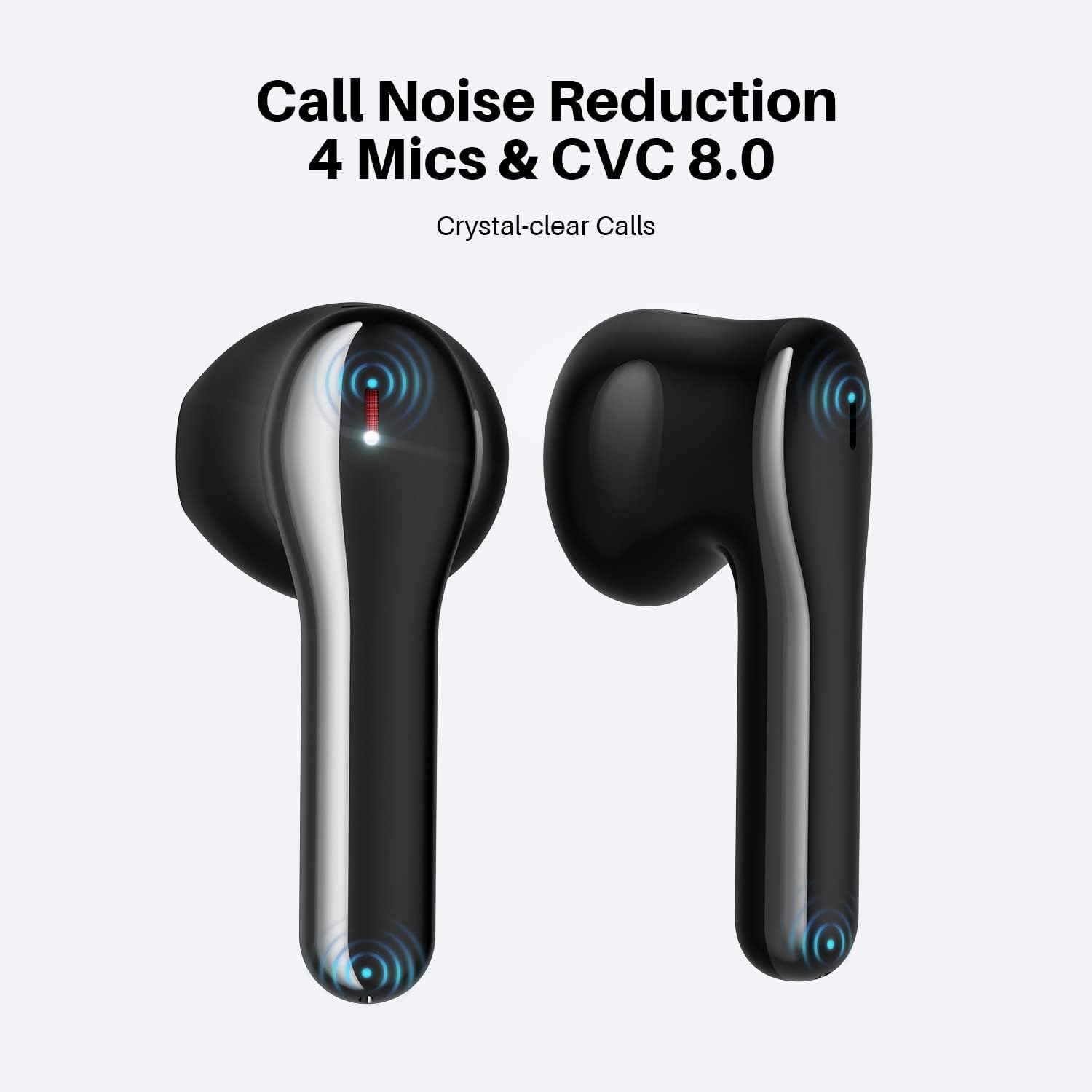 Wireless Earbuds, Tribit Bluetooth 5.2 Earbuds Qualcomm QCC3040, 4Mics CVC 8.0 Call Noise Canceling Crystal-Clear Calls Comfortable Earbuds 32H Playtime Wireless Bluetooth Headphones, FlyBuds C2 Pack of 2