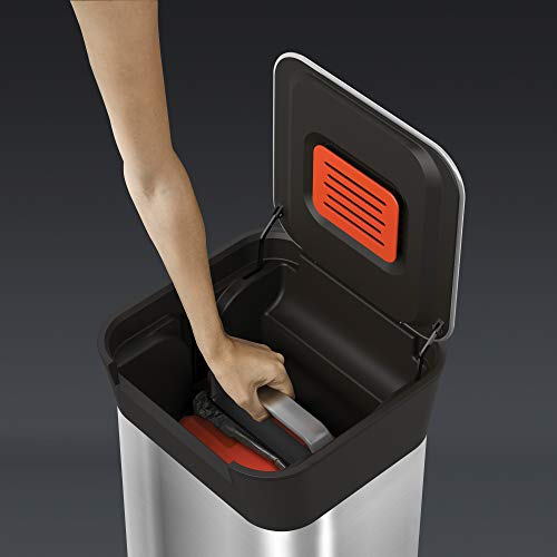 Joseph Joseph Intelligent Waste Titan Trash Can Compactor Kitchen Bin with Odor Filter, Holds up to 60L After Compaction