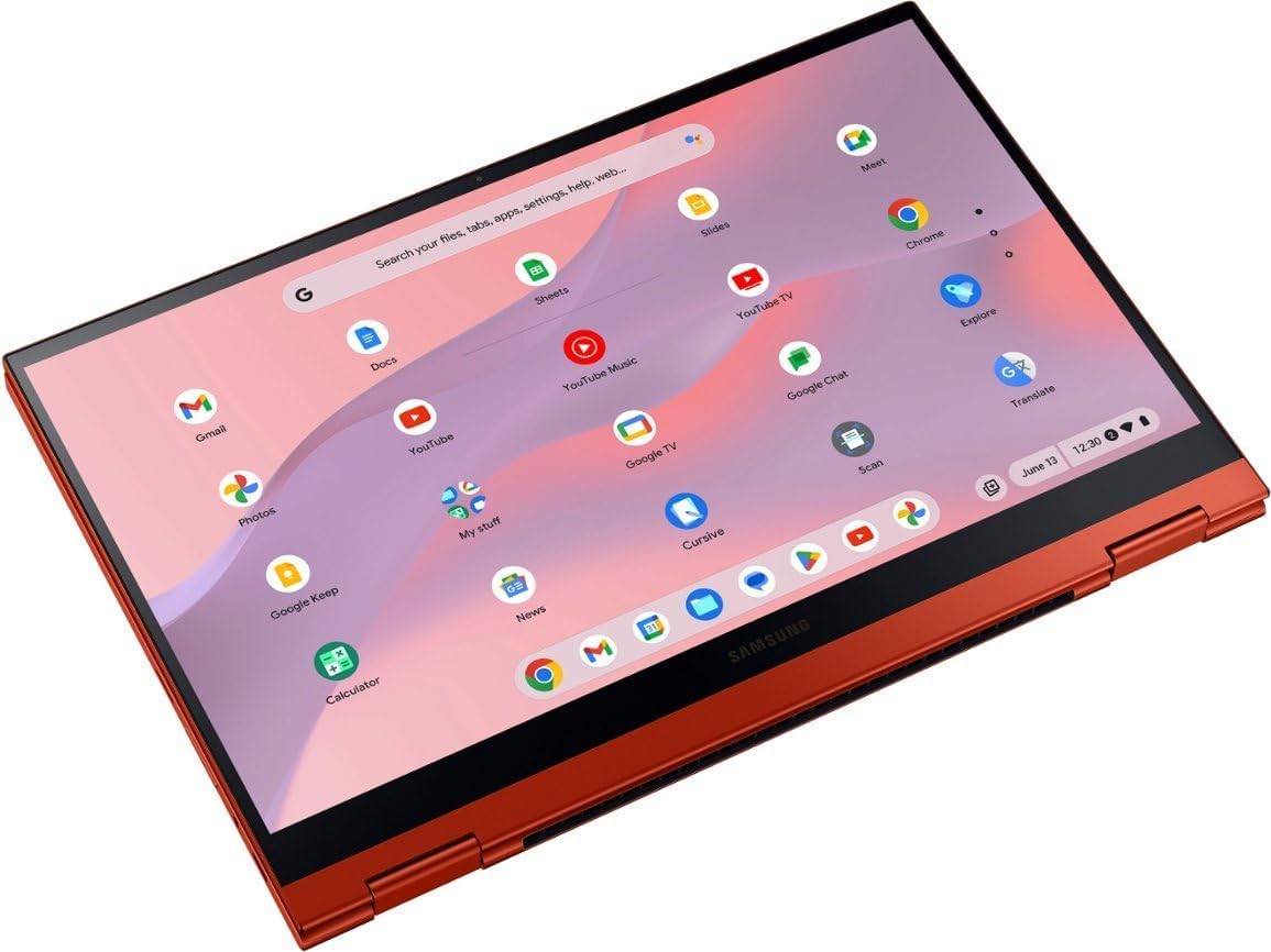 SAMSUNG Galaxy 2 in 1 Chromebook 2 13.3" FHD(1920 x 1080) Touchscreen Laptop, Intel Core i3-10110U, 2.10 GHz, 8GB LPDDR3 RAM, 128GB eMMC, Backlit Keyboard, Chrome OS, Fiesta Red with Accessories