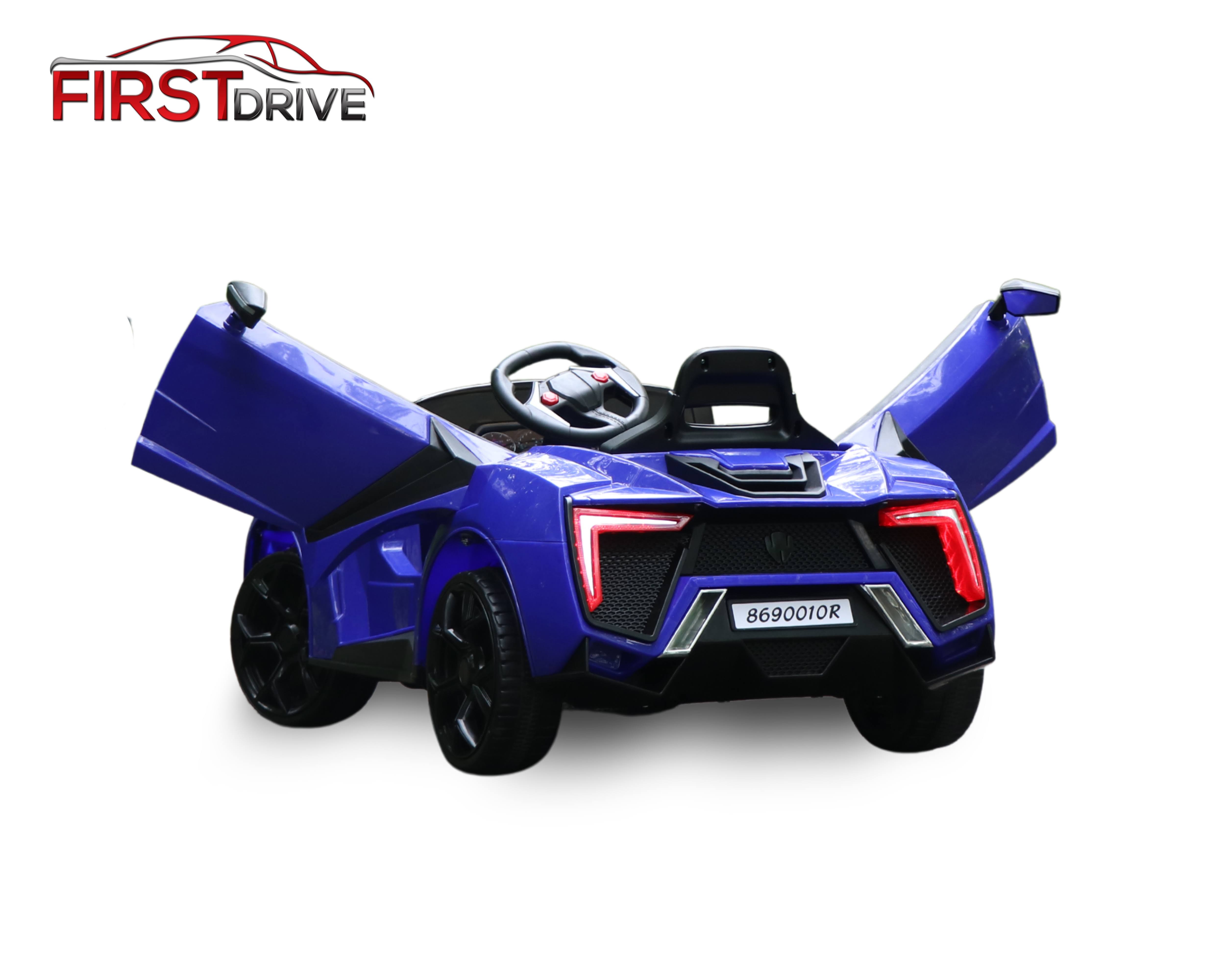 First Drive Lykan Hypersport Style Blue 12V Kids Cars - Dual Motor Electric Power Ride on Car with Remote