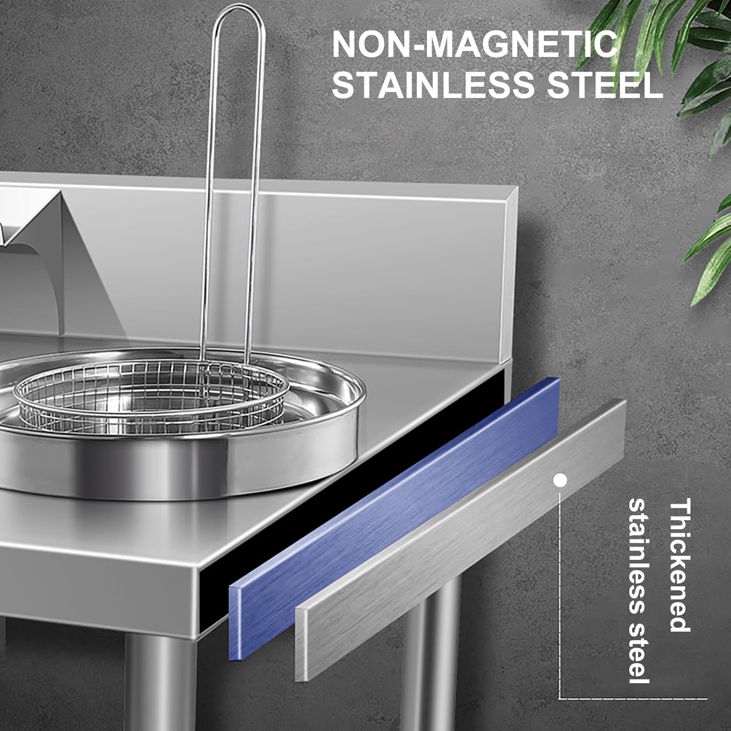 Breading Table Stainless Steel Breading Table, Heavy Duty Commercial Fried Chicken Breading Station Freestanding Food Prep Table Holds for Commercial Kitchen