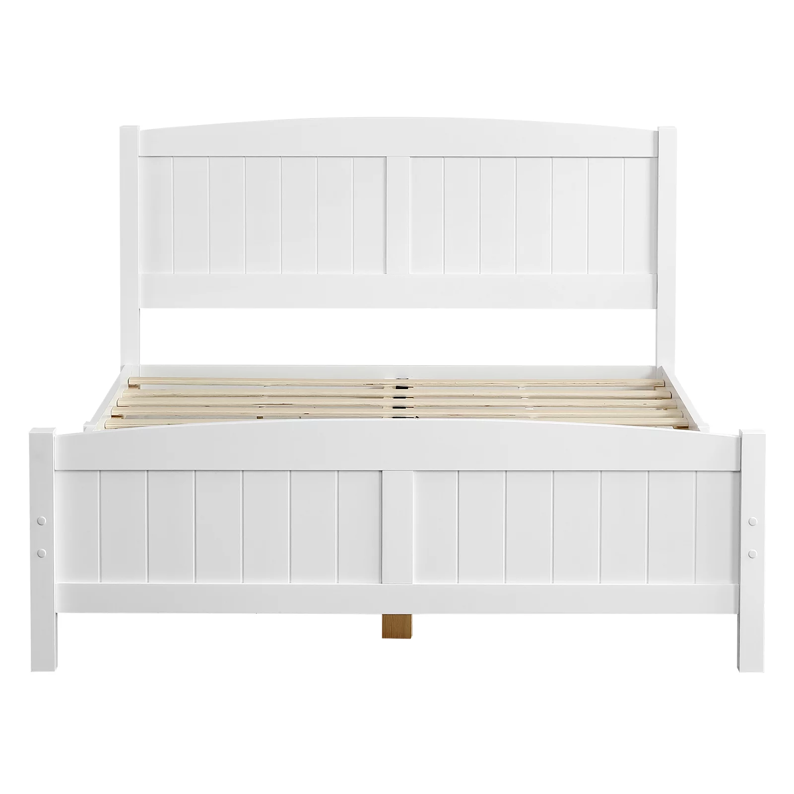 Paproos Full Size Bed Frame, Modern Wood Platform Bed with Headboard and Footboard, Strong Wooden Slats Support, Heavy Duty Full Bed Frame for Kids Teens Adults, No Box Spring Needed, White