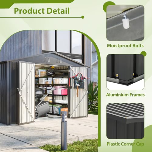 6x4 Ft Outdoor Storage Shed, Heavy-Duty All-Weather Tool Shed with Lockable Doors, Durable Resin Construction for, Patio & Backyard Organization Black