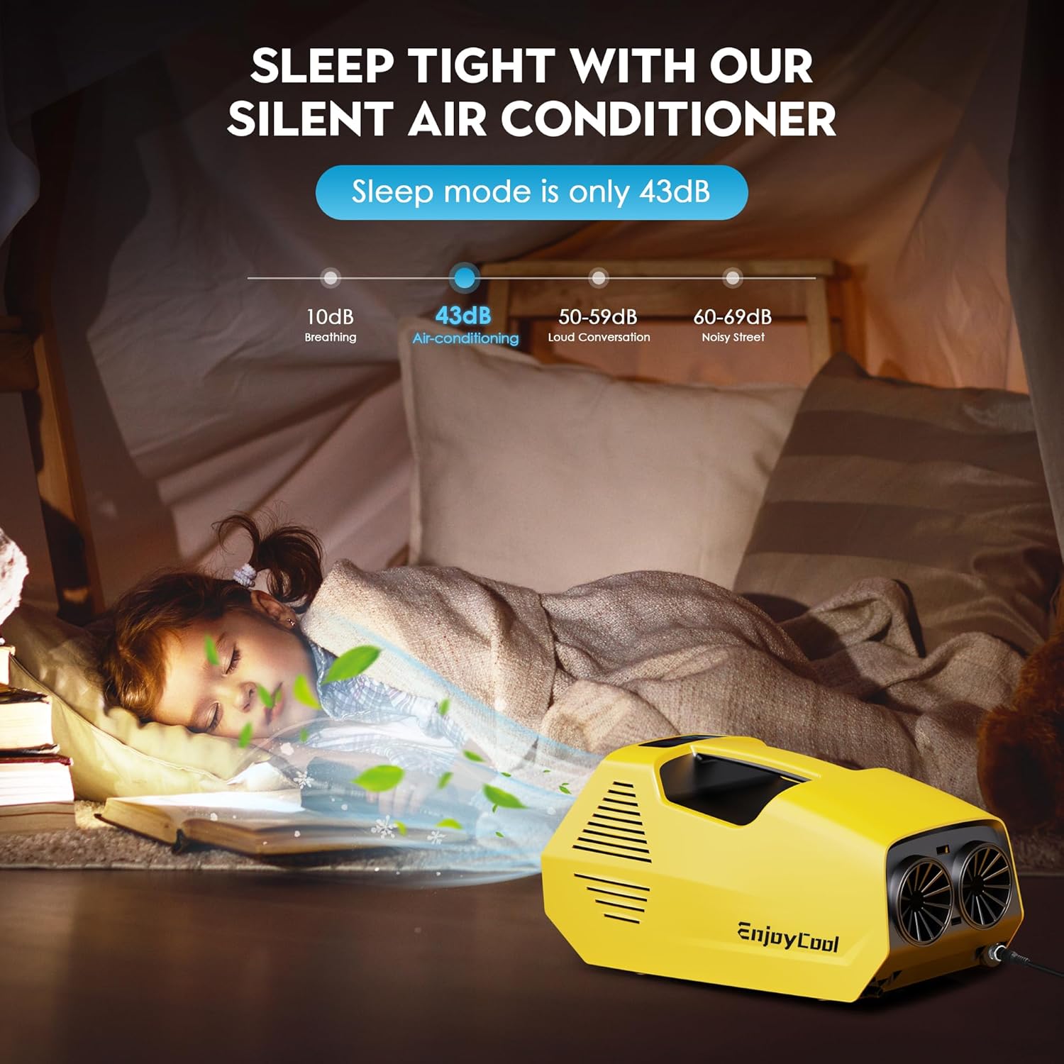 2380BTU Camping Air Conditioners - Enjoycool 14lb Tent Air Conditioner with Remote Control, Portable ac for Truck Outdoor/RVs/Fishing or Pet (Battery Not Included)