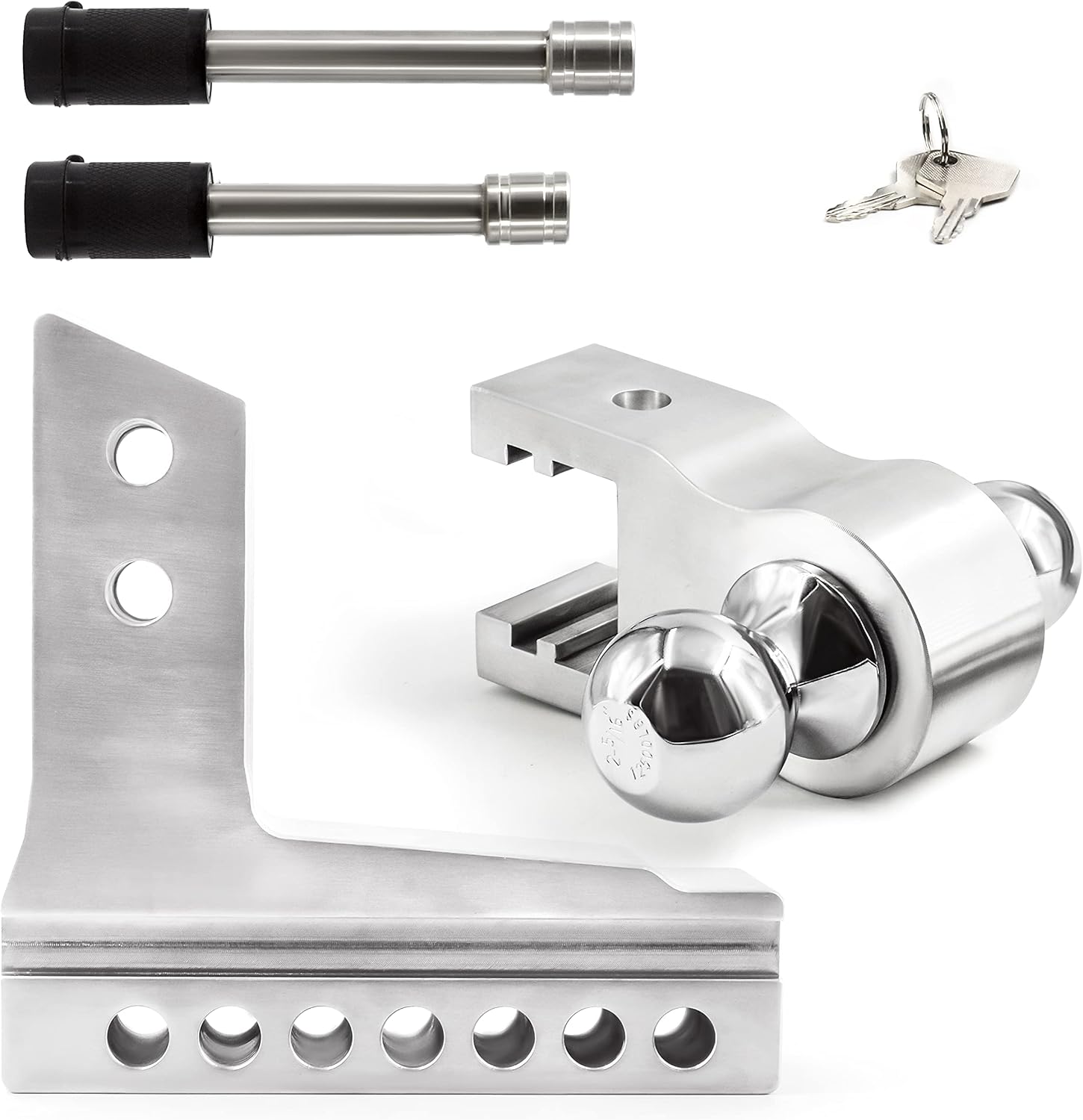 SZAUTO Adjustable Trailer Hitch Ball Mount w/Forged Aluminum Shank Fits 2.5-Inch Receiver, 2inch & 2-5/16inch Combo Tow Balls with Double Pins and Locks 2.5inch SHANK,6 Inch DROP