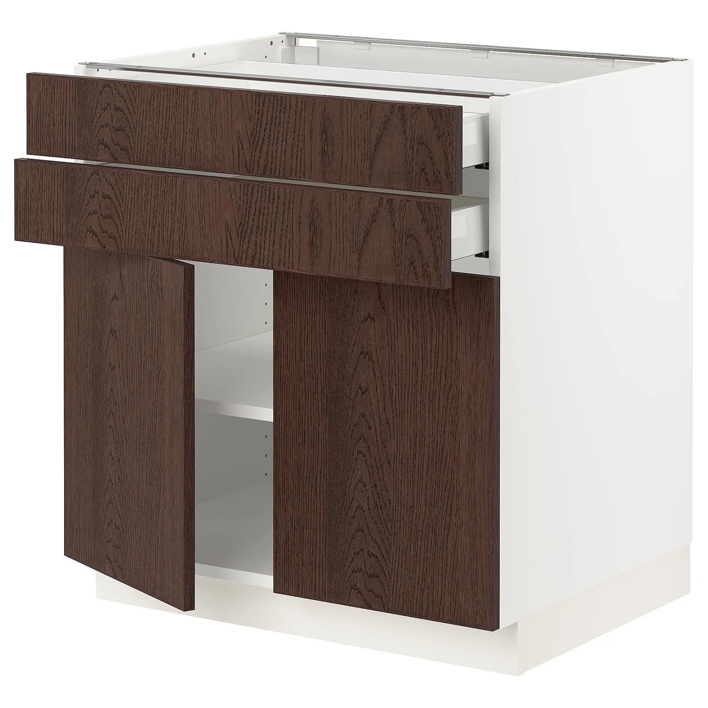 IKEA - SEKTION / MAXIMERA Base Cabinet W 2 doors/2 Drawers, white/Sinarp Brown, 30x24x30 69405277