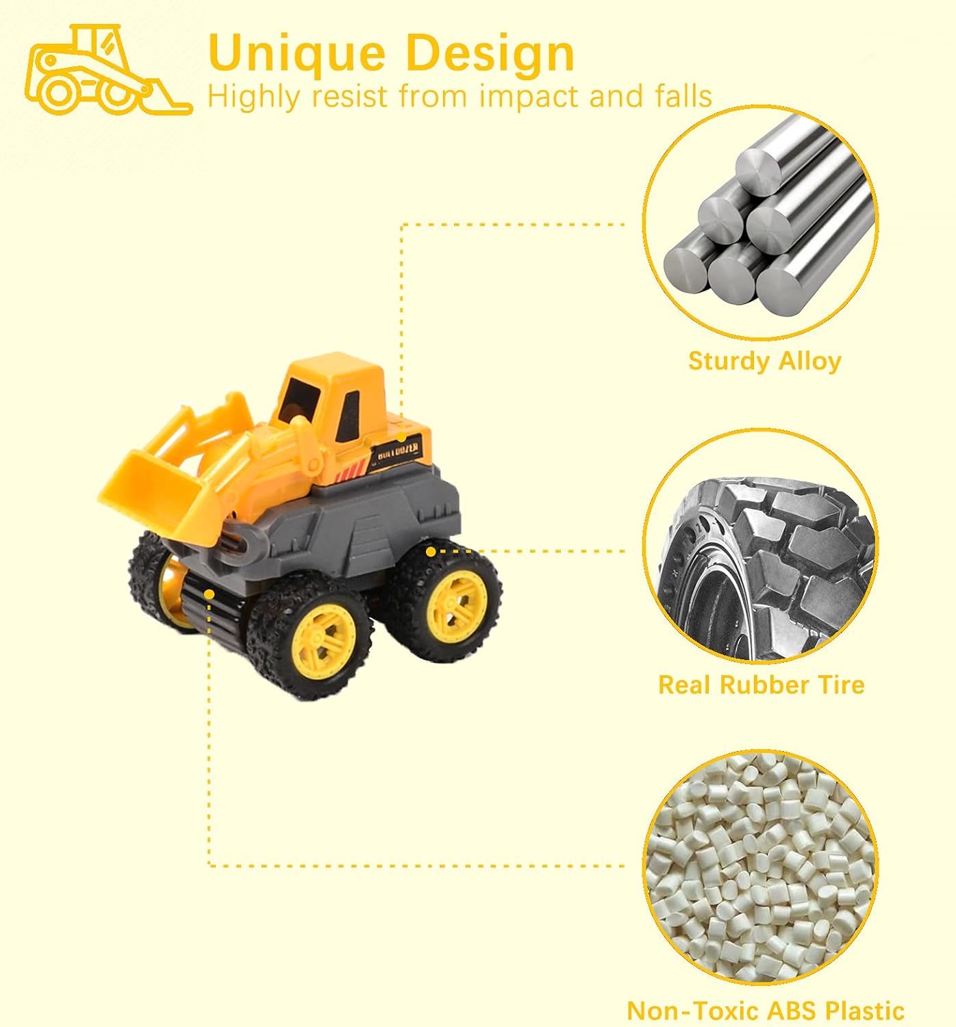 Construction Toys Vehicle, Diecast Cars, Excavator Bulldozer Dump Crane Toy Trucks for 3 4 5 6 7 Year Old Boy Gift