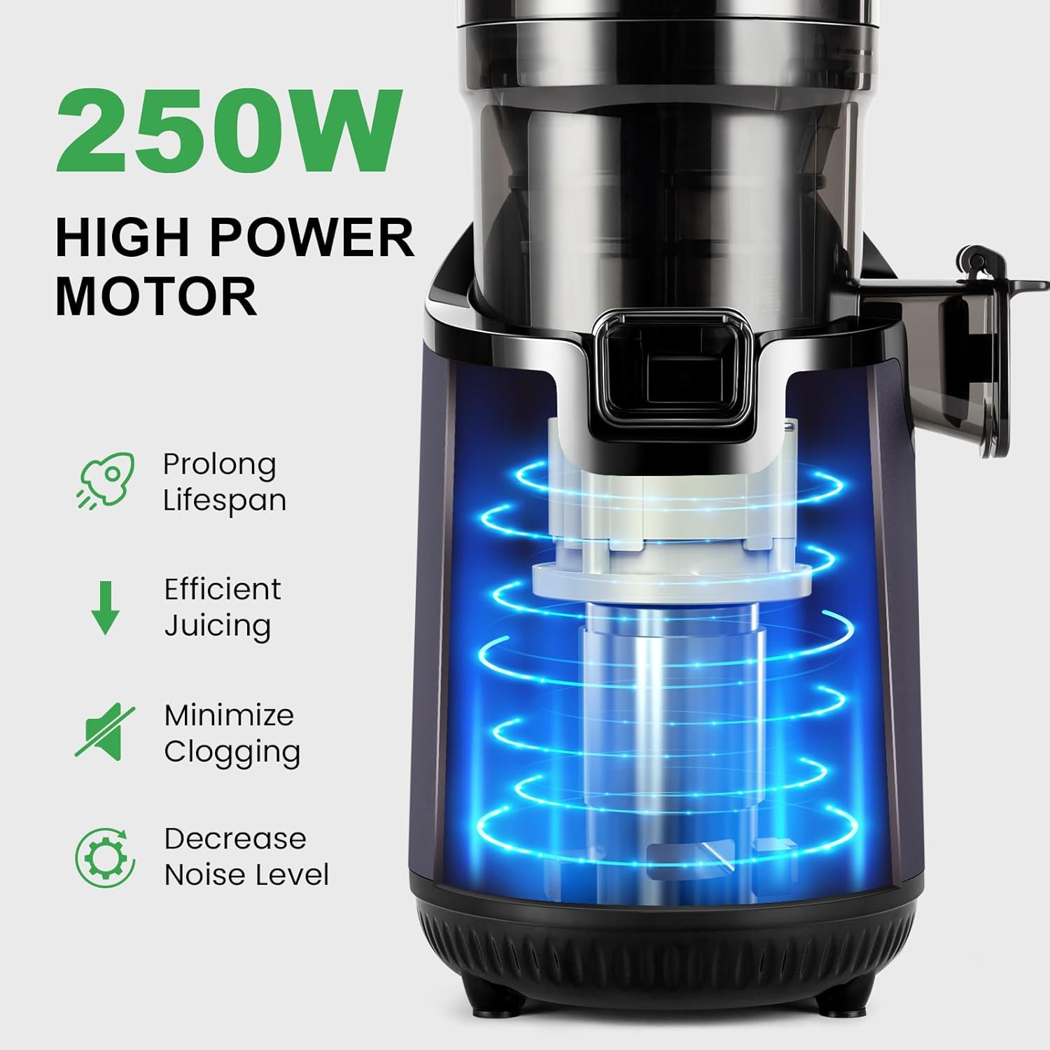 Ventray Slow Masticating Juicer Cold Press Juicer with 5.3" Extra Large 130mm Wide Feed Chute Electric Slow Juicer Machine Fit Whole Fruits Vegetables, High Juice Yield, Easy to Clean with Brush
