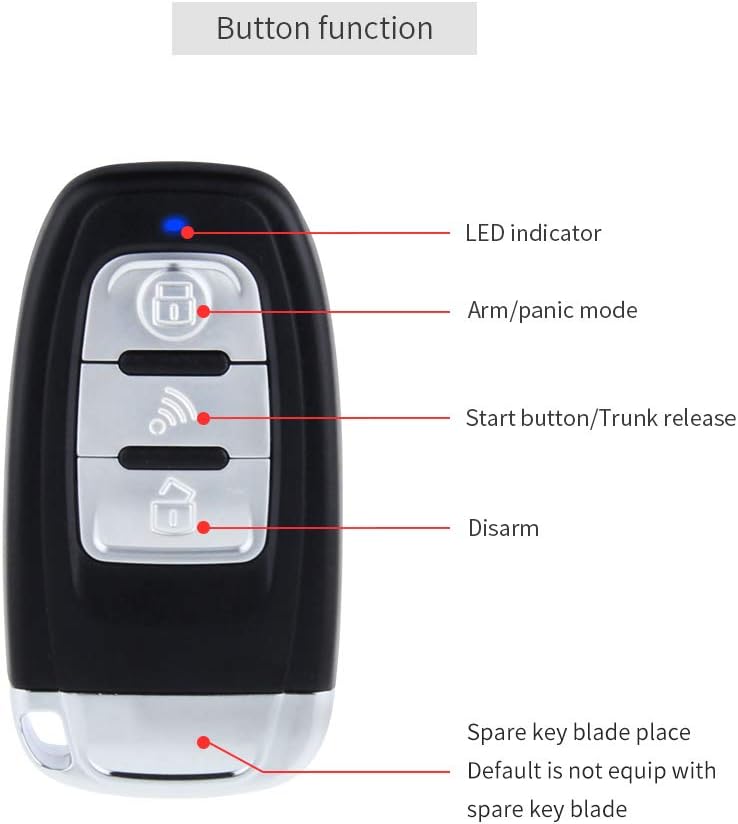 EASYGUARD EC010-MS PKE car Alarm Passive keyless Entry with Push Button Start & Remote Starter, Microwave Sensor Shock Alarm Warning DC12V