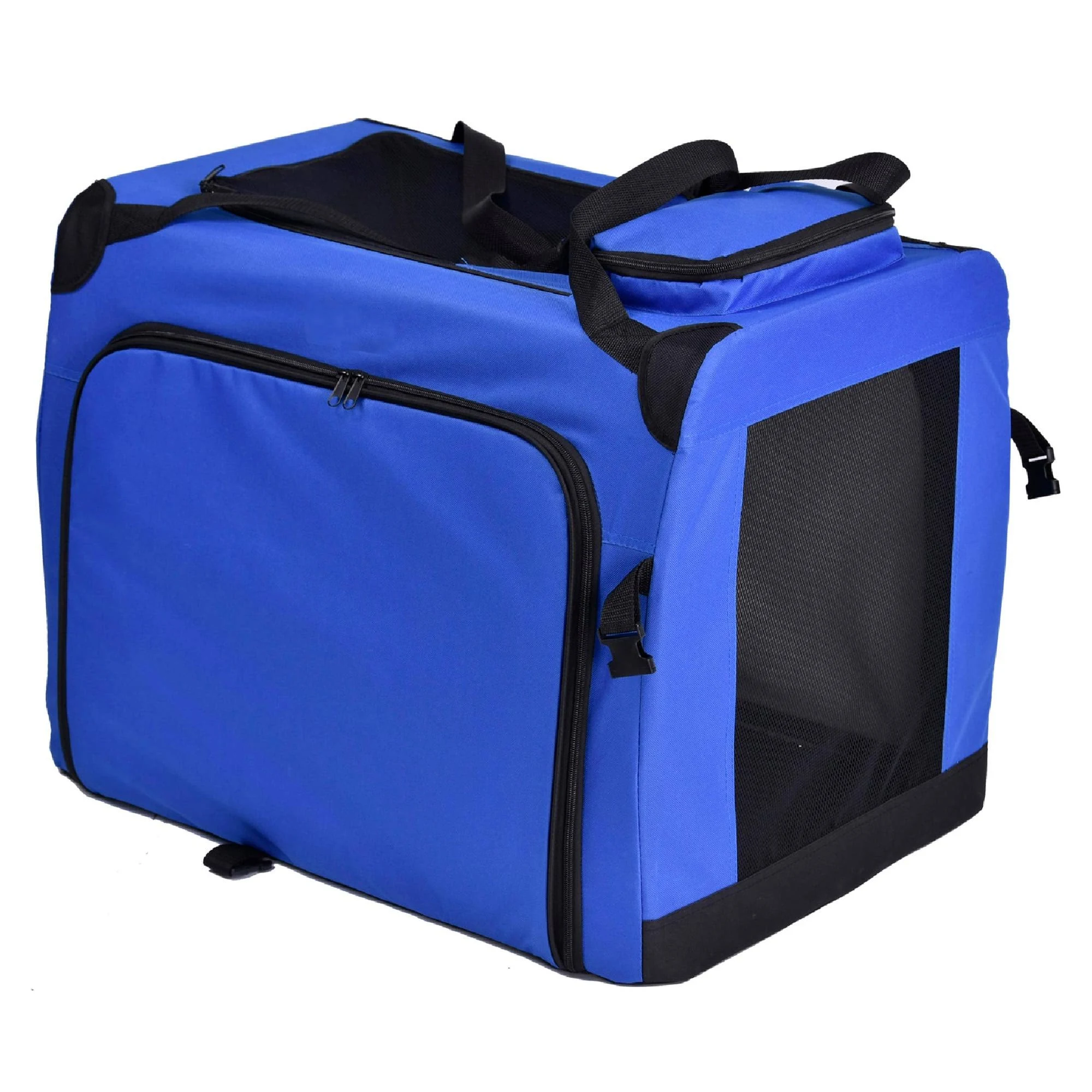 Pet Life &Hounda Accordion& Metal Framed Soft-Folding Collapsible Dual-Sided Expandable Pet Dog Crate (X-Large - Blue)