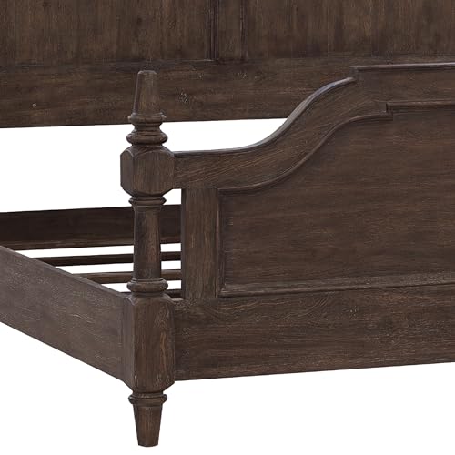 Traditional Wooden 6 Pcs Bedroom Furiture Set Including Queen Panel Bed, Dresser, Mirror, Bachelor'S Chest & 2xNightstand in Dark Wood