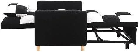 RUNFAYBIU Sleeper Chair Bed Convertible Single Sofa Chair Bed with Pillow Pull Out Sleeper Bed with Adjustable Backrest Multi-Functiona Lounge Chair for Living Room(Beige)