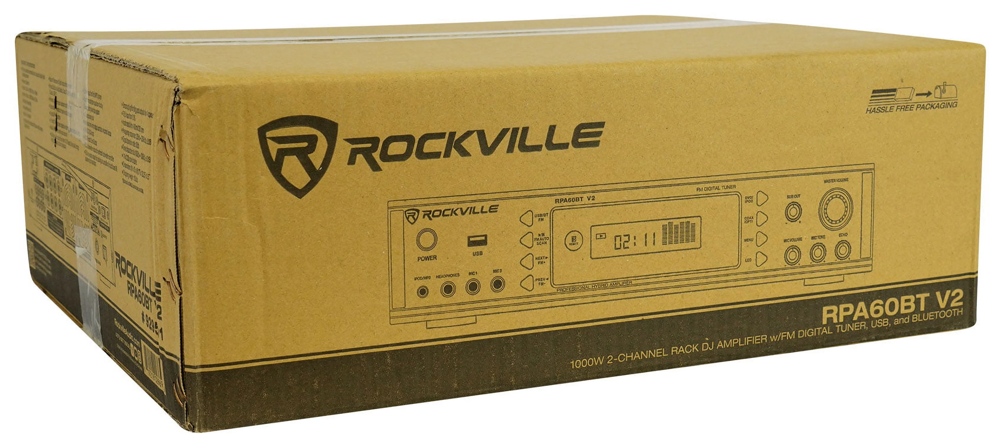 Rockville RPA60BT Receiver+(2) 5.25" Wood Bookshelf Speakers+36" Wood Stands + Rockville R14GSBR100 Red/Blk 14 Gauge 100' Ft. Mini Spool Car Audio Speaker Wire