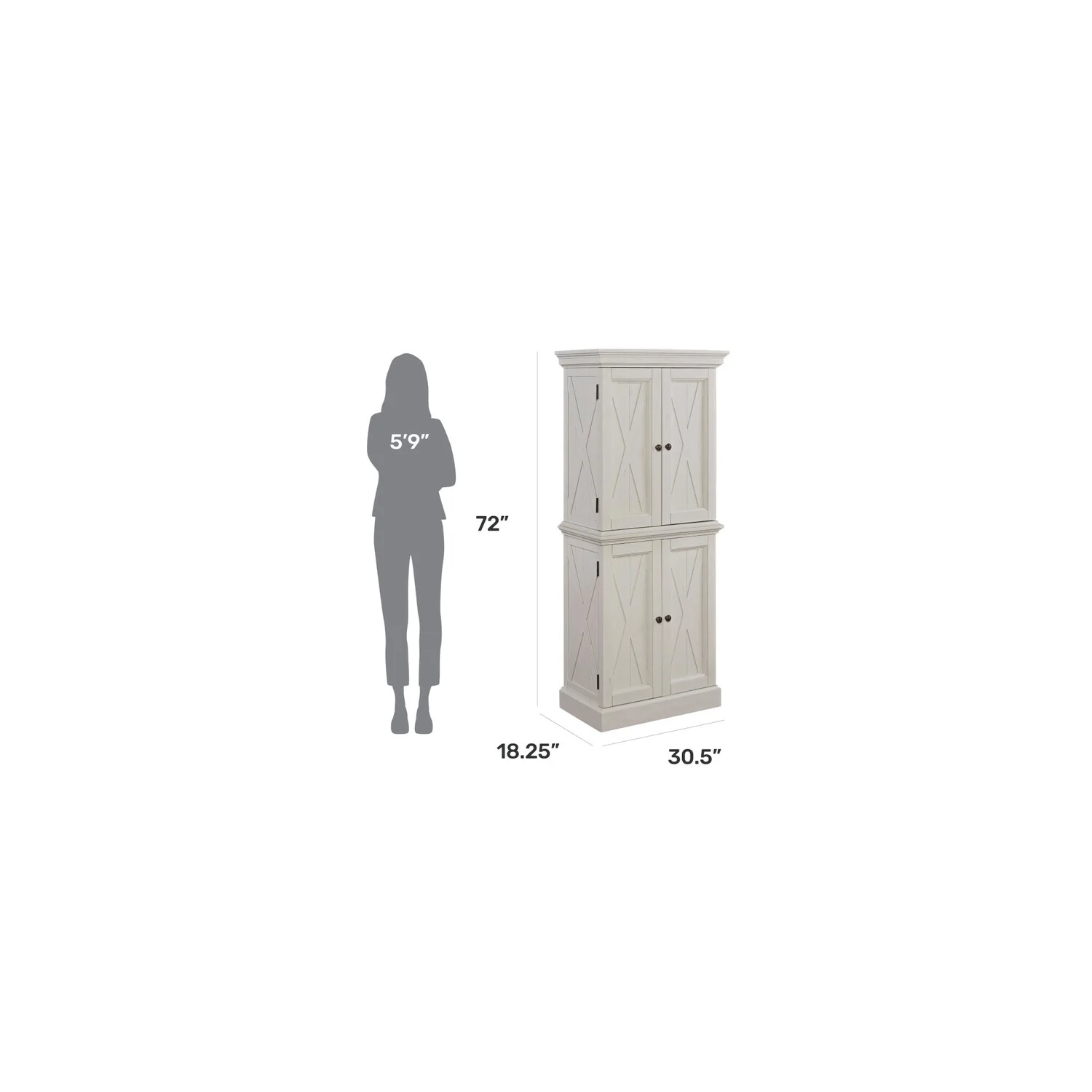 Homestyles Seaside Lodge Wood Pantry in Off White