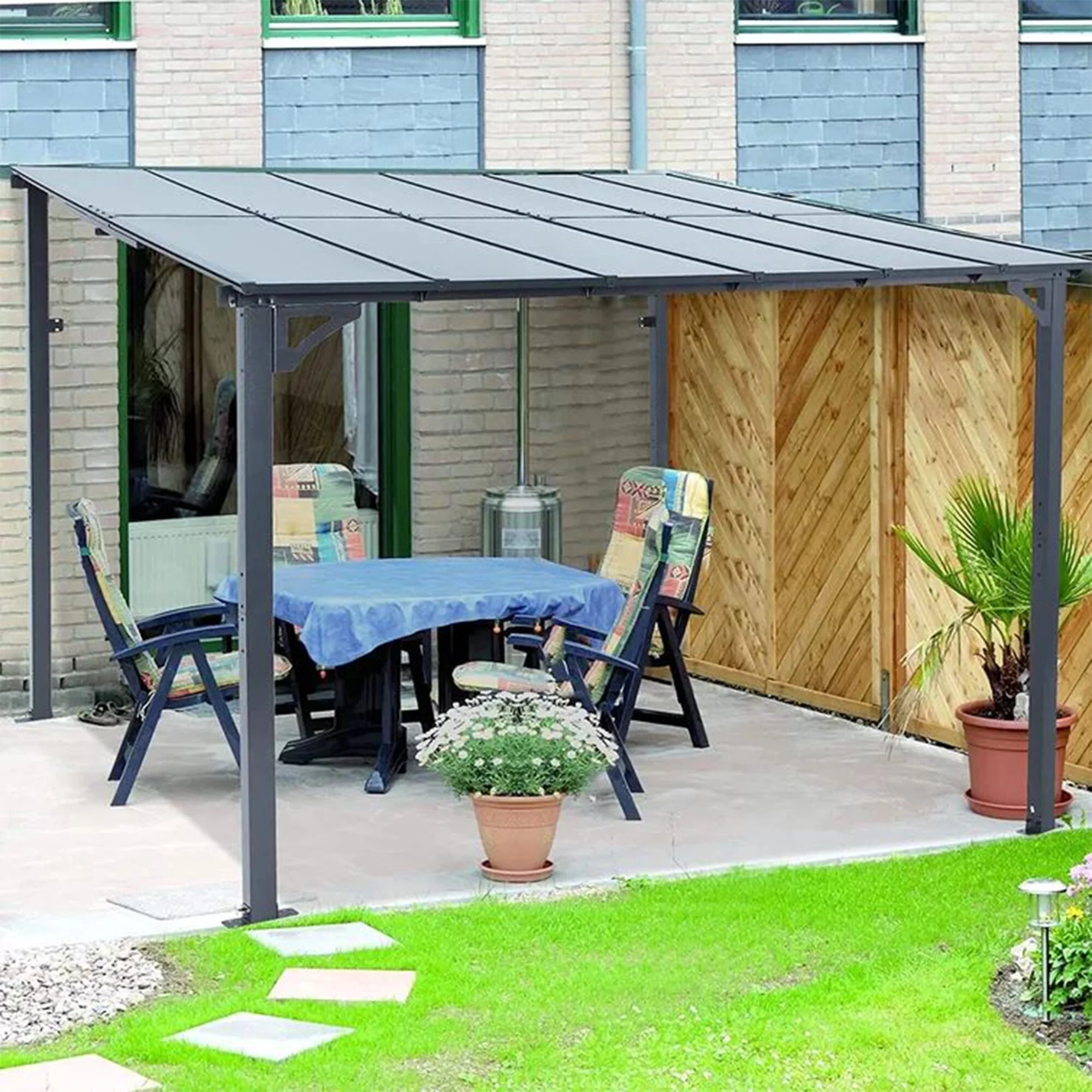 AECOJOY Aluminum Pergola with Canopy 10 Ft. W x 10 Ft. D