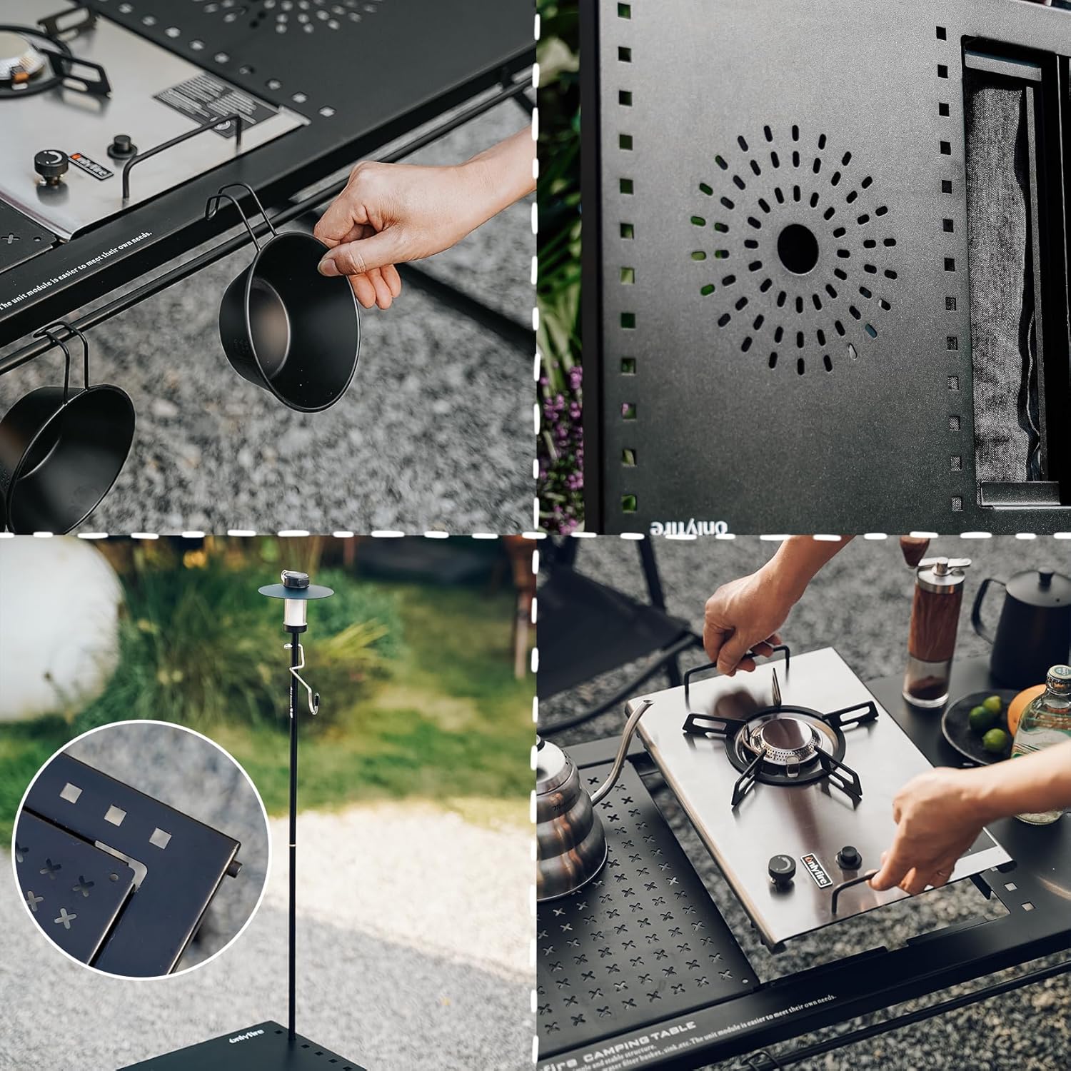 Onlyfire IGT Camping Table Kit with Gas Stove and Carrying Case, Folding Camp Table, Portable Camping Table IGT Unit Combination Table for Camping, Picnic, RV Trip, Backyard Party, GS337