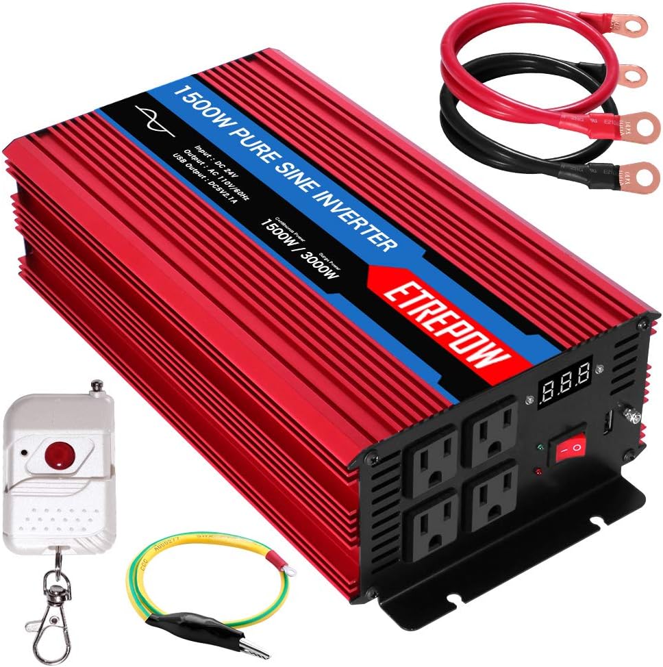 ETREPOW 3000 Watt/6000 Watt Pure Sine Wave Power Inverter 12V DC to 110V /120V AC Power Converter Wireless Remote Control-Off-Grid Inverter for Outdoor ,Home,Camping, RV,Truck,Car
