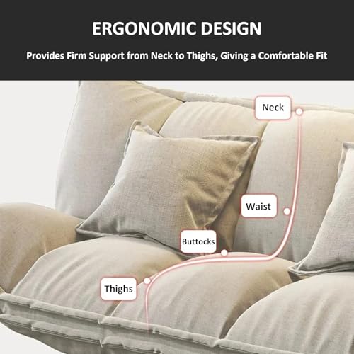 Convertible Folding Sofa Bed, Multifunctional Lazy Floor Couch, Fold-Out Futon Sofa Sleeper Chair, Cotton Linen Twin Size Bed for Bedroom Living Room Guest, Balconies (Blue, 51.1")