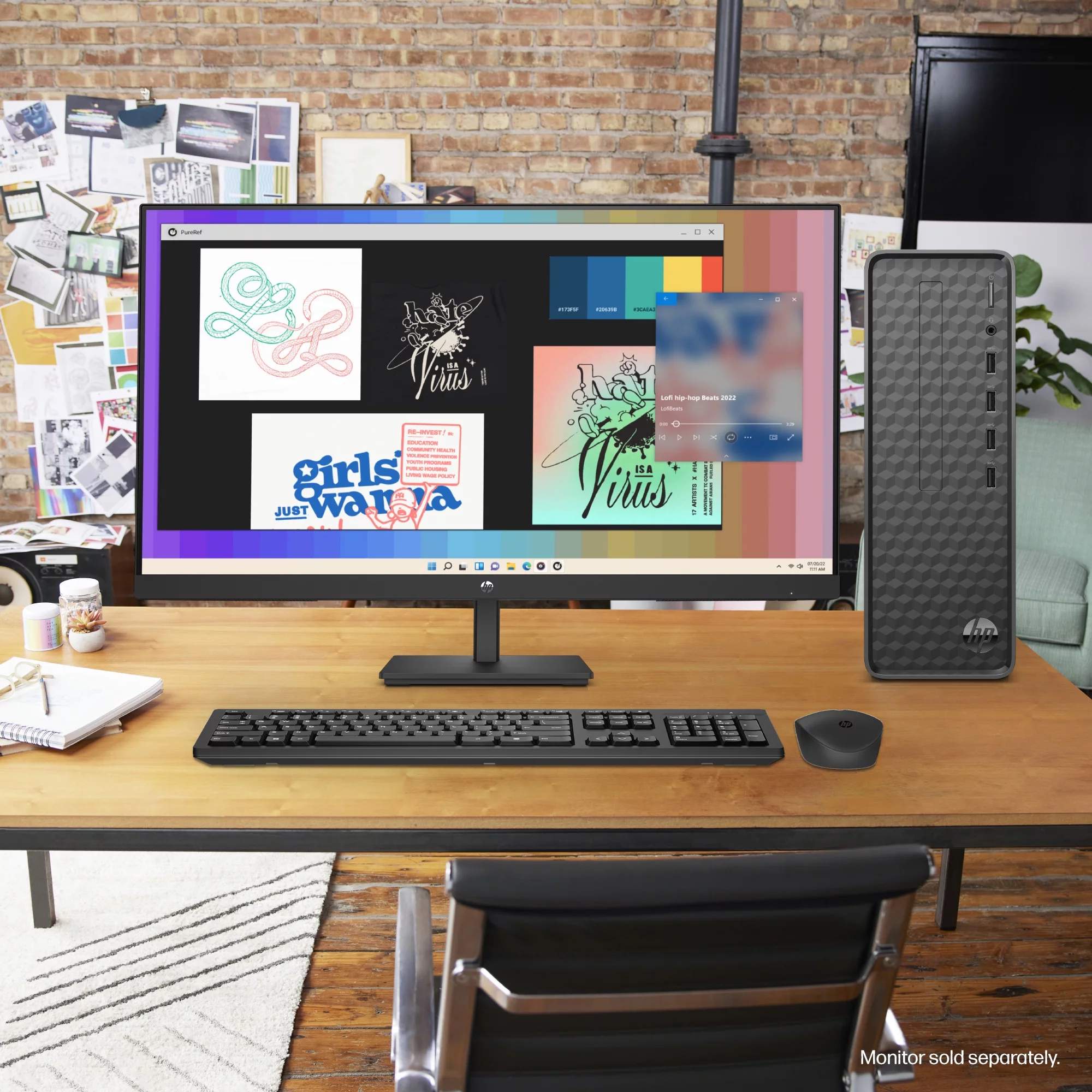 HP Slim Desktop Tower, Intel Pentium, 8GB Memory, 256GB SSD,  Windows 11 Home,  Black, S01-aF2023w