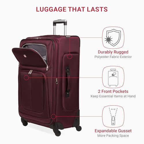 SwissGear Sion Softside Expandable Luggage, Black, Checked-Large 29-Inch
