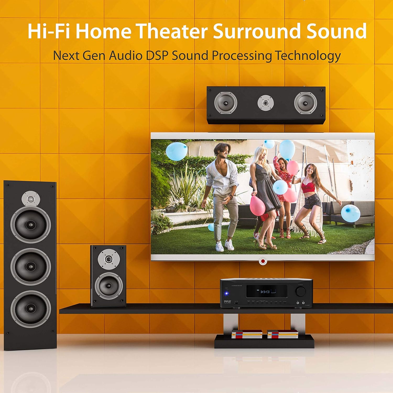5.2-Channel Hi-Fi Bluetooth Stereo Amplifier - 1000 Watt AV Home Speaker Subwoofer Sound Receiver with Radio, USB, RCA, HDMI, Mic In, Wireless Streaming, Supports 4K UHD TV, 3D, Blu-Ray - Pyle PT694BT