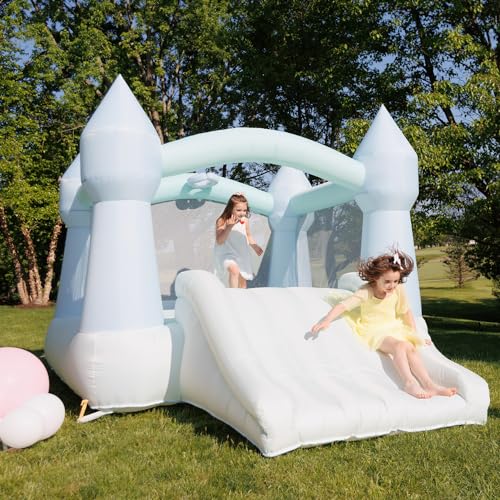Bounceland Bouncy Castle Daydreamer Mist Bounce House, Pastel Bouncer with Slide, 12 ft L x 9 ft W x 7 ft H, UL Blower Included, Trendy Bouncer for Kids, Indoor and Outdoor Use