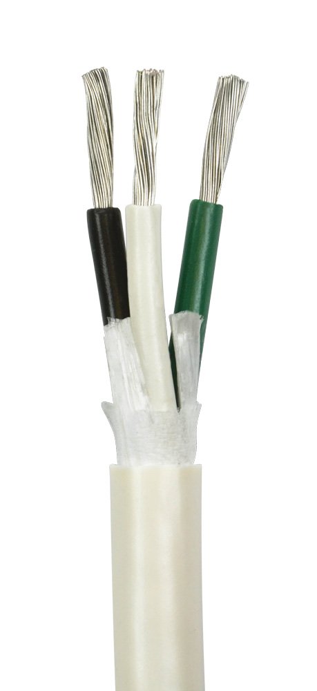 10/3 AWG UL Spec Reqd Triplex Round AC Marine Wire - Tinned Copper Boat Cable - 60 Feet - Black/White/Green - Made in The USA