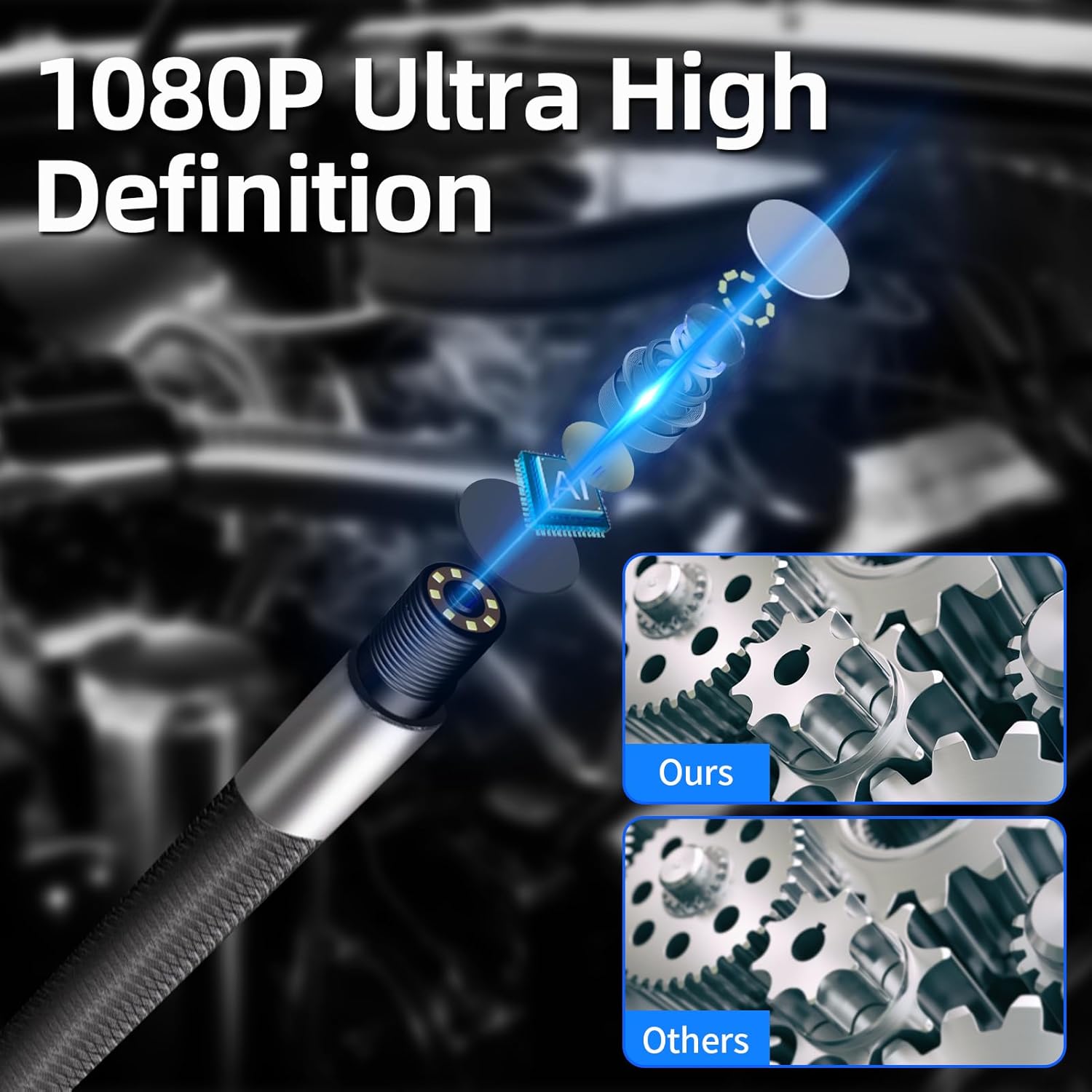 Daxiongmao Endoscope Camera with Light, Two-Way Articulating Borescope, IP67 Waterproof Sewer Camera, Borescope camera with light, 1080 HD Endoscope, 5.0 ft Semi-Rigid Cable Endoscope, Gadgets for Men