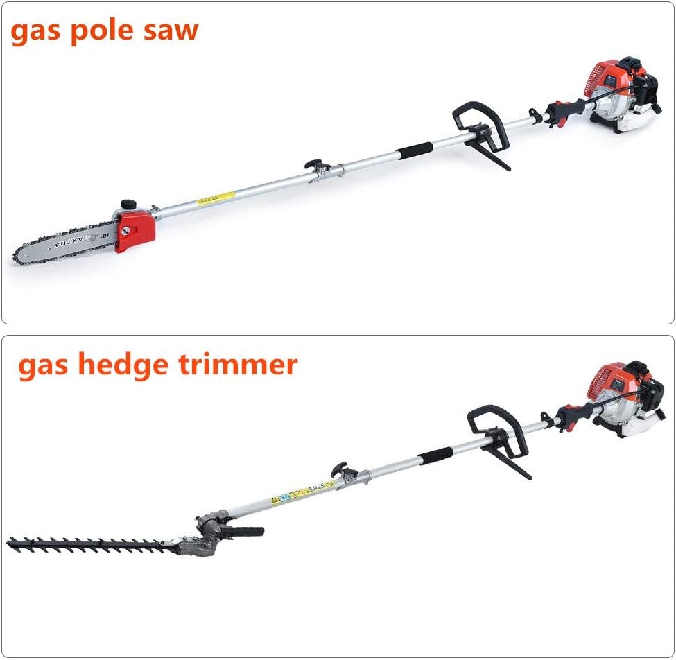 Reach to 16Feet Gas Pole Saw for Tree Trimming,Cordless Gas Pole Chainsaw Hedge Trimmer Grass Brush Cutter Multifunctional Tools