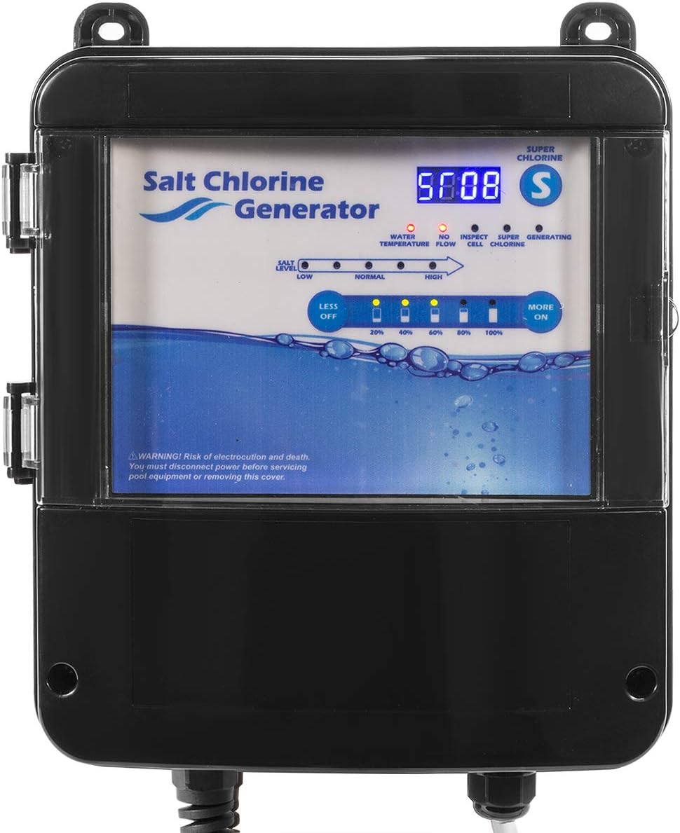 XtremepowerUS 90147 Complete Salt Water System Swimming Pool Generator Chlorination Easy DIY Installation up to 18,000 Gallons, Black