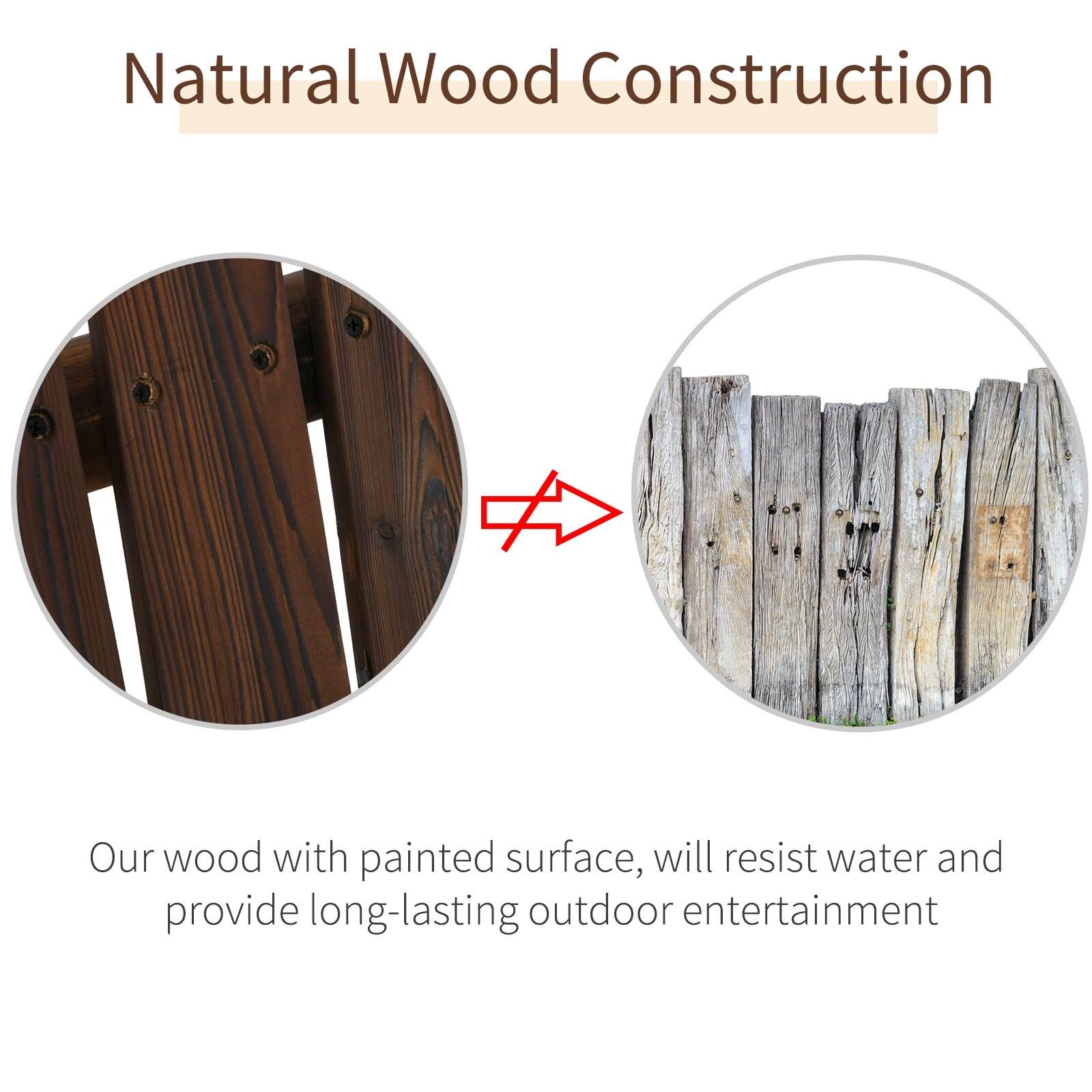 Outsunny 6.5& Outdoor Rustic Loveseat 2 Person Freestanding Solid Wood Natural Log Garden Swing - Carbonized