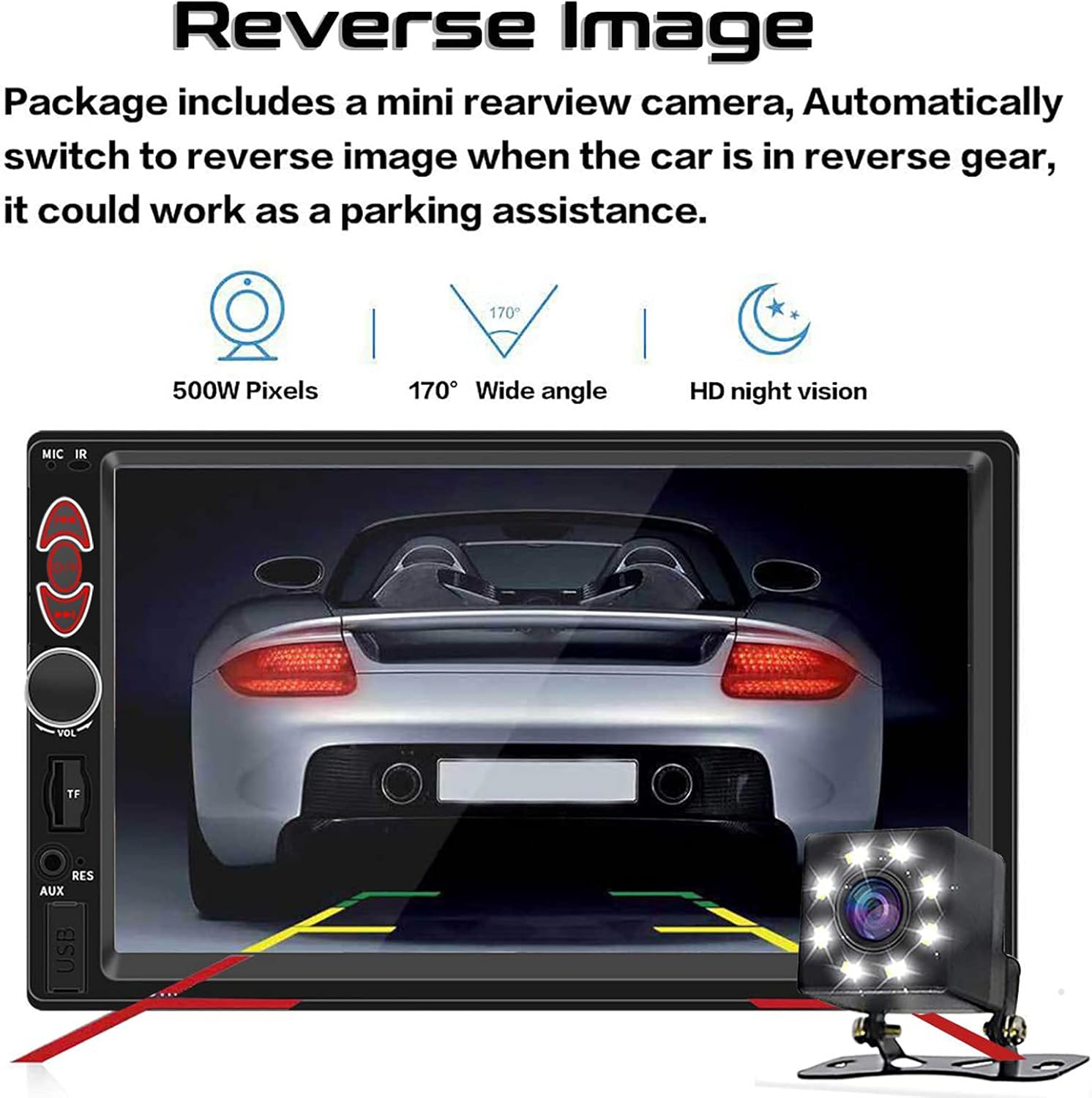 Double Din Car Stereo-7 Inch Touchscreen Car Audio,Double Din Radio Compatible with BT TF USB MP5/4/3 Player FM,Car Radio Support Backup Rear View Camera, Mirror Link ,Caller ID, Car Audio Receivers