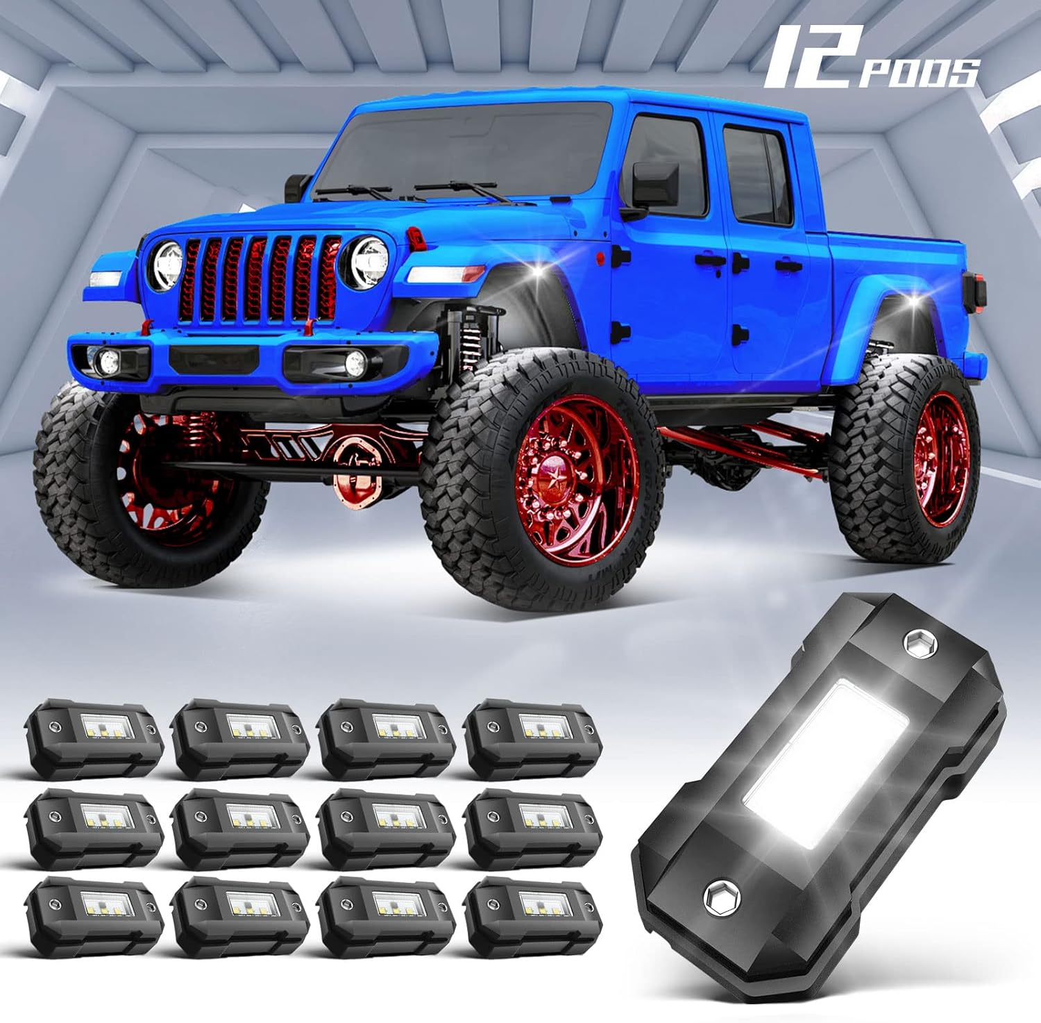Gottow LED Rock Lights White 30 pods for Car Truck SUV Offroad Boat Trail Rig Lamp Super Bright Pure White Waterproof LED Underglow Light for ATV UTV