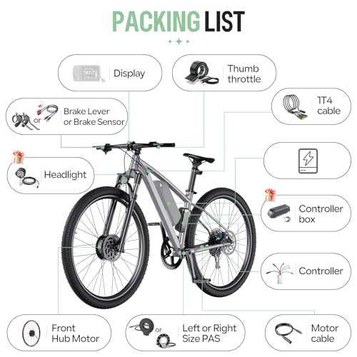 BAFANG 48V 500W Front Hub Motor - Ebike Conversion Kit for 20"/26"/700C(29er Compatible) Front Wheel Electric Bike Conversion kit with Battery& Display Options | Hub Motor Kit for Mountain/City Bikes