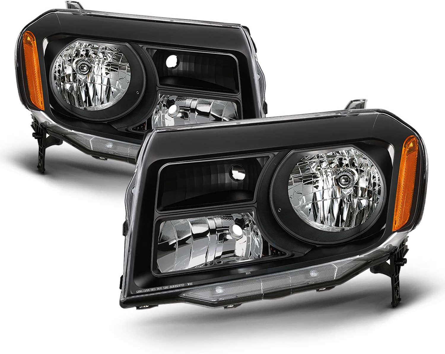 AKKON - Fits 2012 2013 2014 2015 Honda Pilot [Halogen Type] Black Headlights Pair Driver Left+Passenger Right Replacement