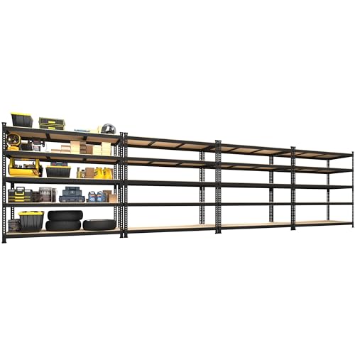 PrimeZone 2 Pack Storage Shelves 48" x 24" x 72" - 5 Tier Heavy Duty Adjustable Garage Storage Shelving, Metal Storage Utility Rack Shelf Unit for Warehouse Pantry Closet Kitchen, Black