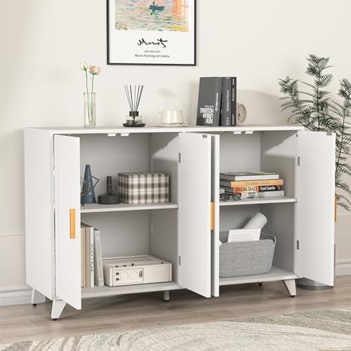 Vibe & Dine Accent Buffet Cabinet, Modern 3 Door Cabinet with Adjustable Shelves, Wooden Sideboard Coffee Bar Cabinet, Entryway Credenza Storage Cabinet for Living Room Hallway