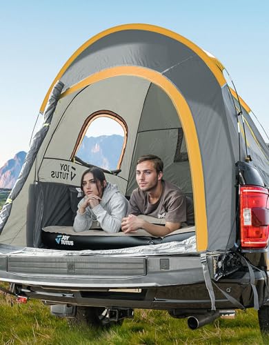 JoyTutus Pickup Truck Tent, Waterproof PU2000mm Double Layer for 2 Person, Portable Truck Bed Tent with Removable Awning, 5.5ft-6ft Camping Preferred - Green