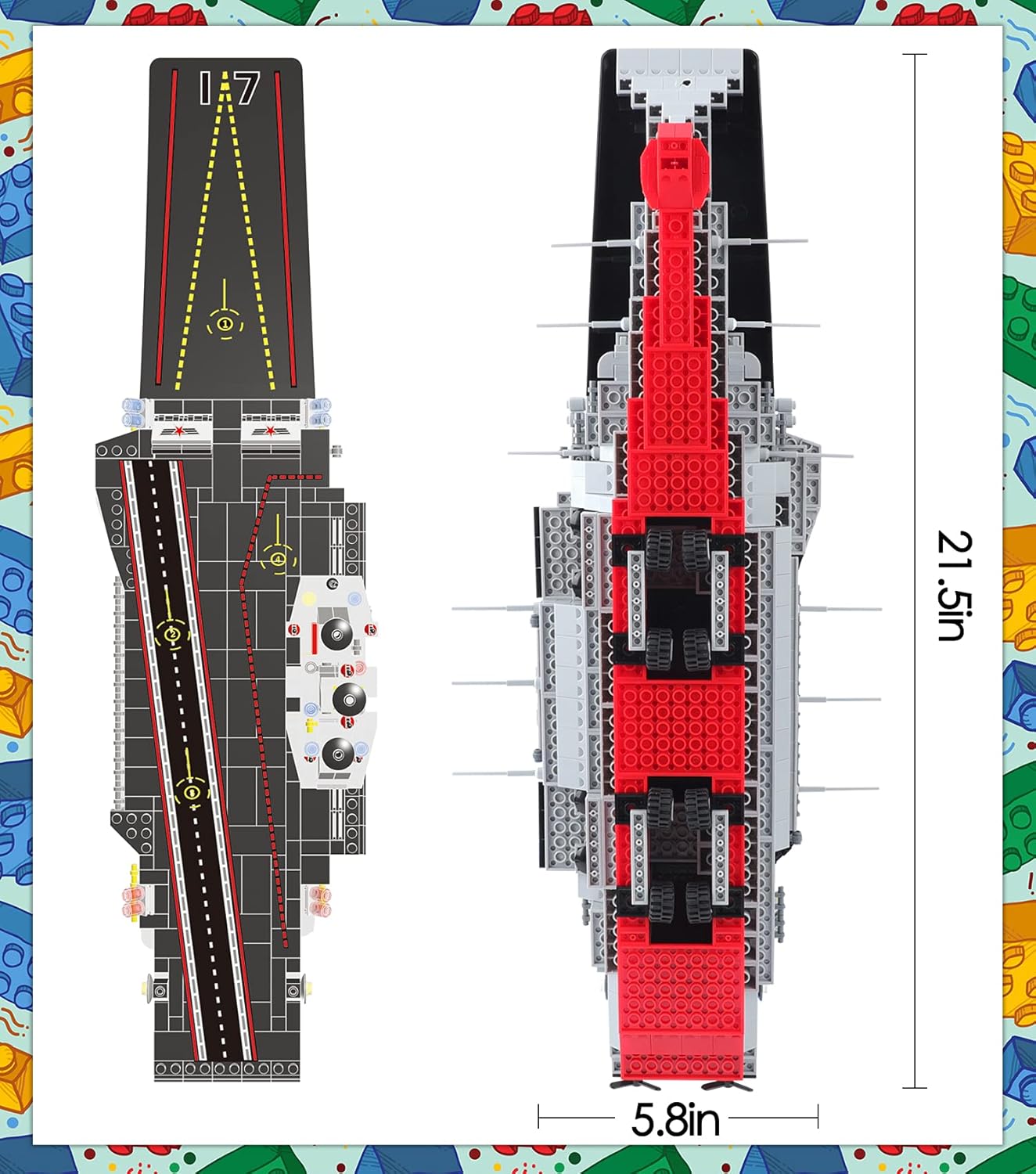 Military Aircraft Carrier Toy Building Blocks Set, 1131 Pieces Army Battleship Aircraft Boat Building Toy with Army Helicopter, Present Gift for Kids Boys Girls 6-12