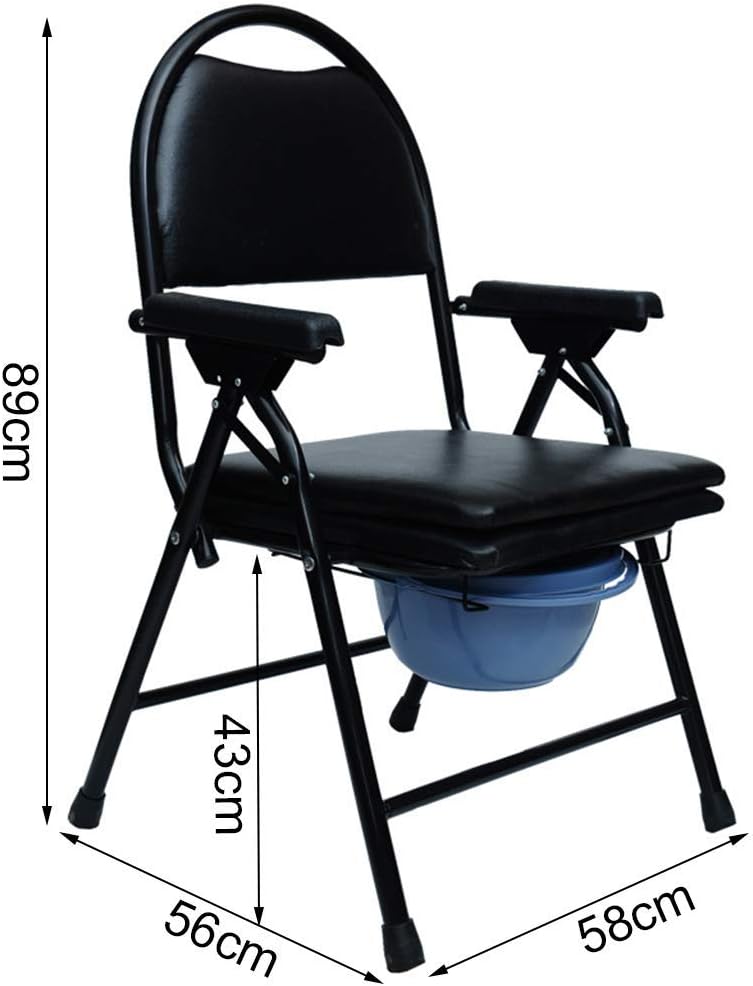 KOHARA Folding Commode Chair Bedroom Toilet Seat for Adults, Handicap, Elderly Disabled Portable Toilet Chair Stool Safety Frame Rails Bedside Shower Chair