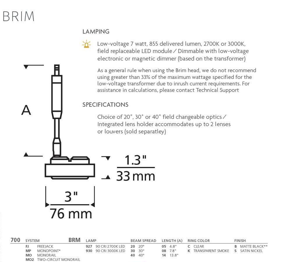 Tech Lighting Brim Head 700MPBRM9302005KB (Black)