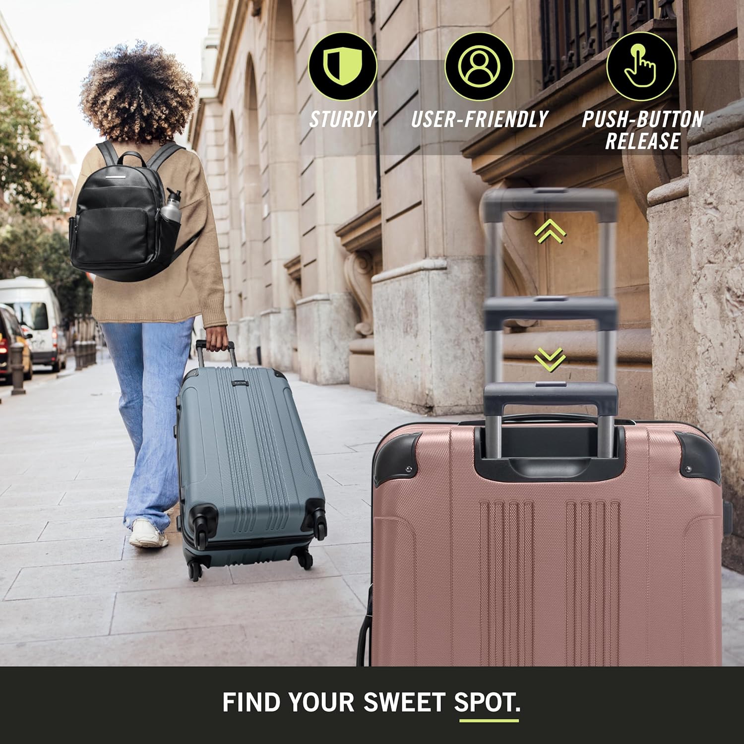 Kenneth Cole REACTION Out of Bounds Lightweight Hardshell 4-Wheel Spinner Luggage, Rose Gold, 28-Inch Checked
