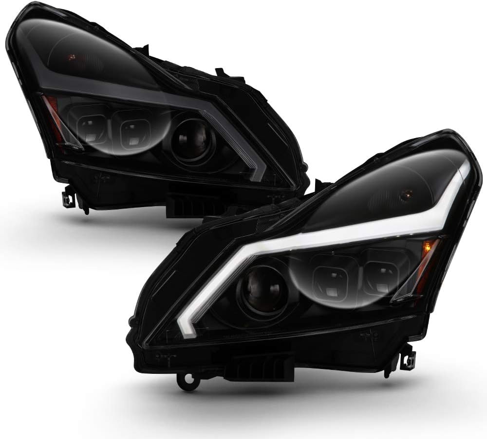 ACANII - For 2010-2013 Infiniti G37 11-12 G25 Q40 4-Door Sedan Black Smoke w/LED Tube Sequential Signal DRL Headlights