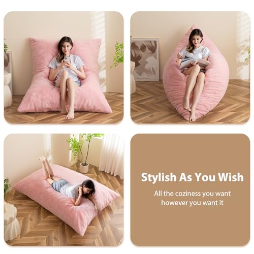 BYBYME 3 in 1 Bean Bag Chairs, Bean Bag Bed for Adults High-Density Foam Filling, Convertible Sofa Bed Faux Fur, Giant Bean Bag Chairs for Adults