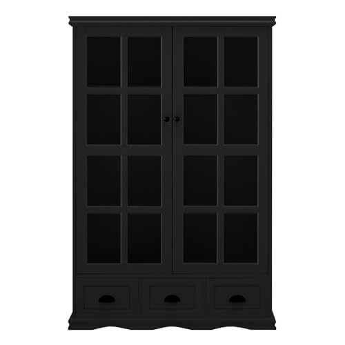 Curio Cabinet, Curio Display Cabinet with Adjustable Shelf, Storage Cabinet with Tempered Glass Doors for for Living Room, Kitchen, Office, Bedroom, Entryway (White)